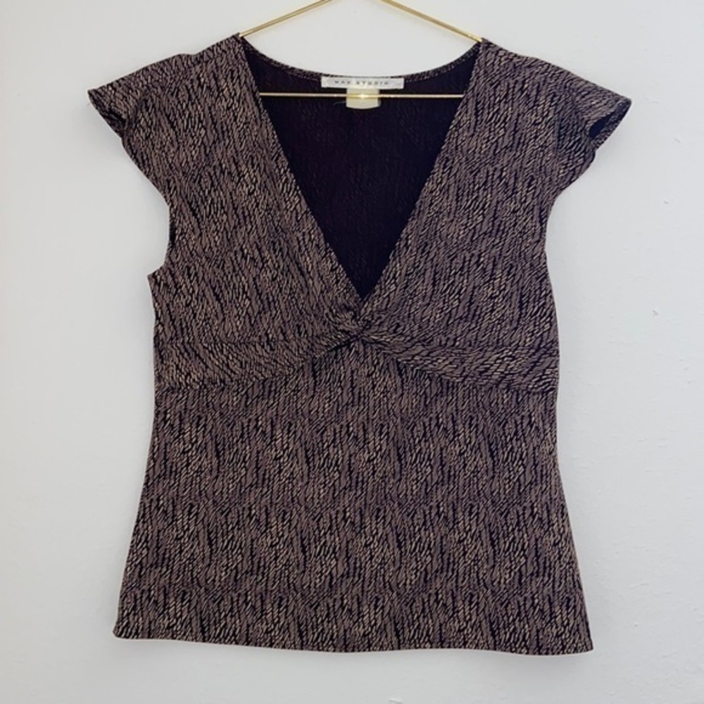 Max Studio Tie Front Brown Blouse Sz.6